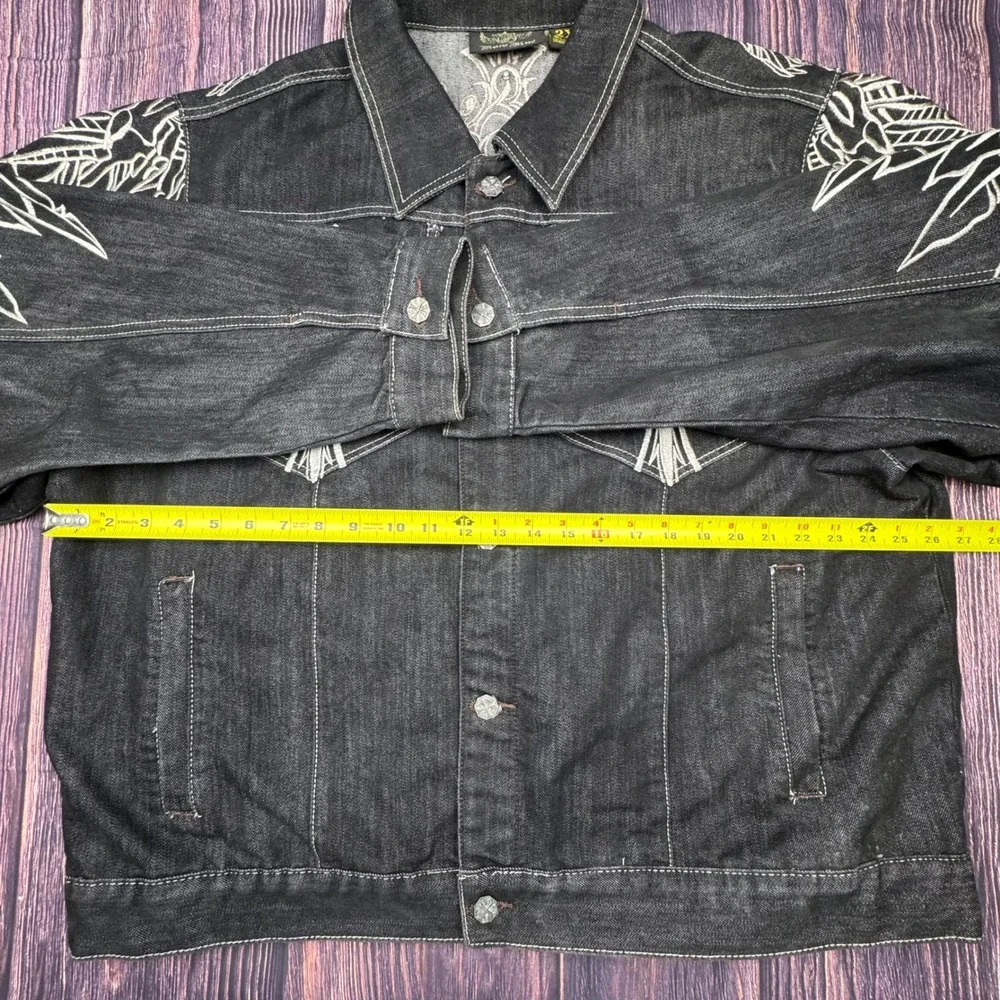 Raw Blue Denim Set 2XL/38x34 Black Gothic Cross Embroidered Y2K Streetwear Suit